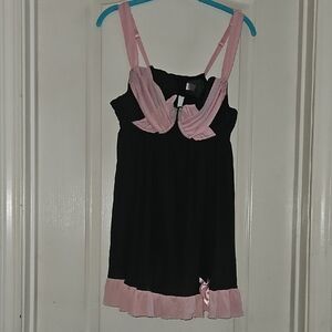Cacique Pink and Black Chemise with A-Line Silhouette